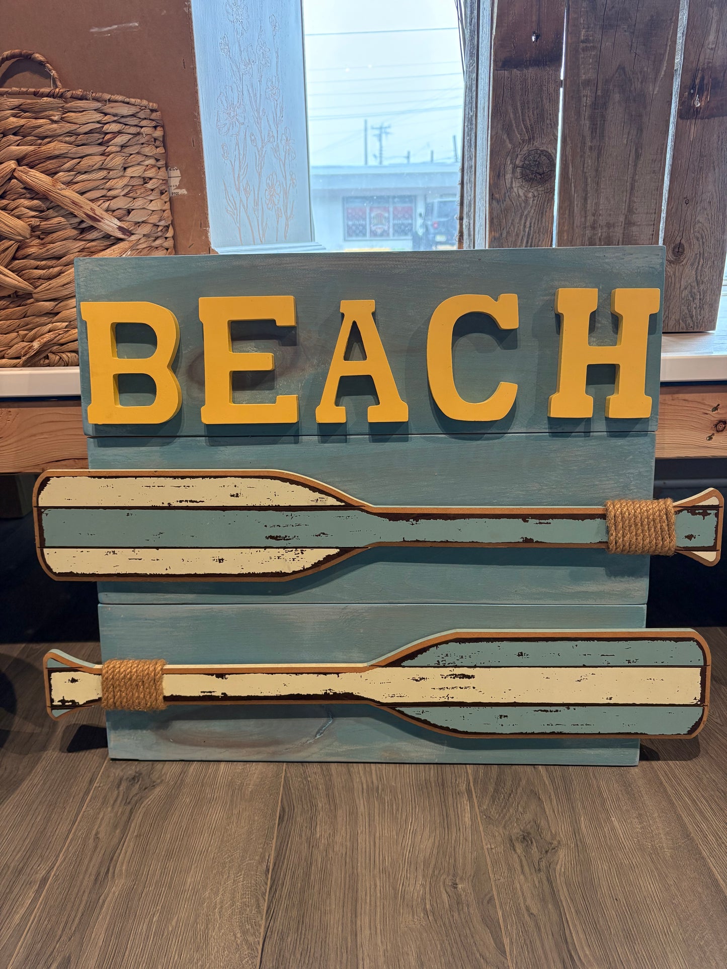 Beach & Oar Sign