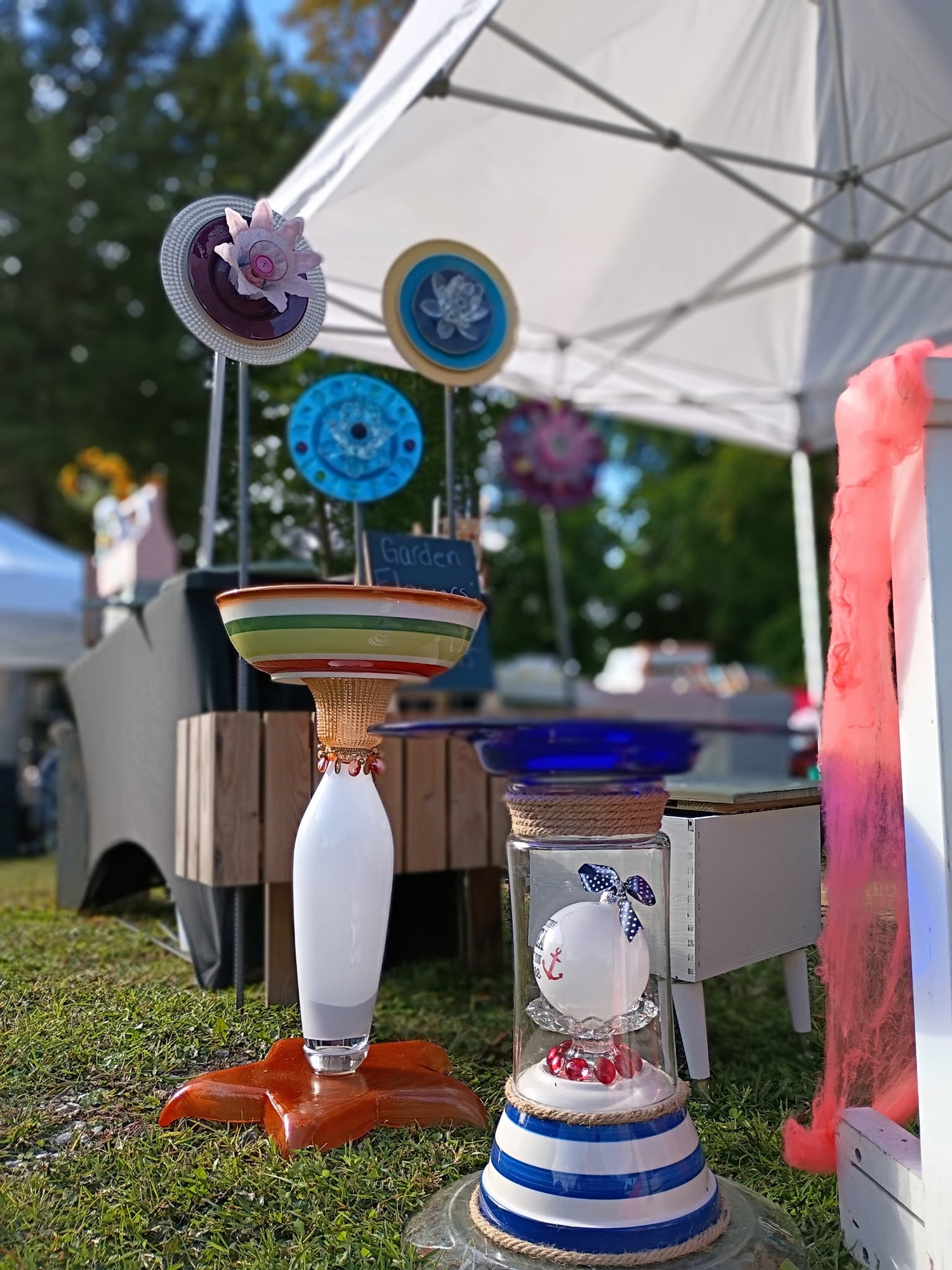 Whimsical Glass Garden Decor 🌸🐦